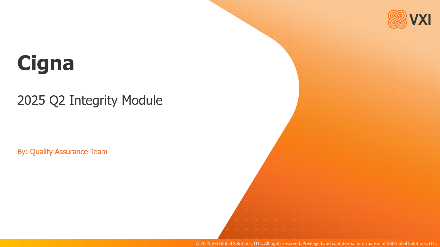VXI Integrity Q2_QA_Cigna (2025) Q2QA_IM21