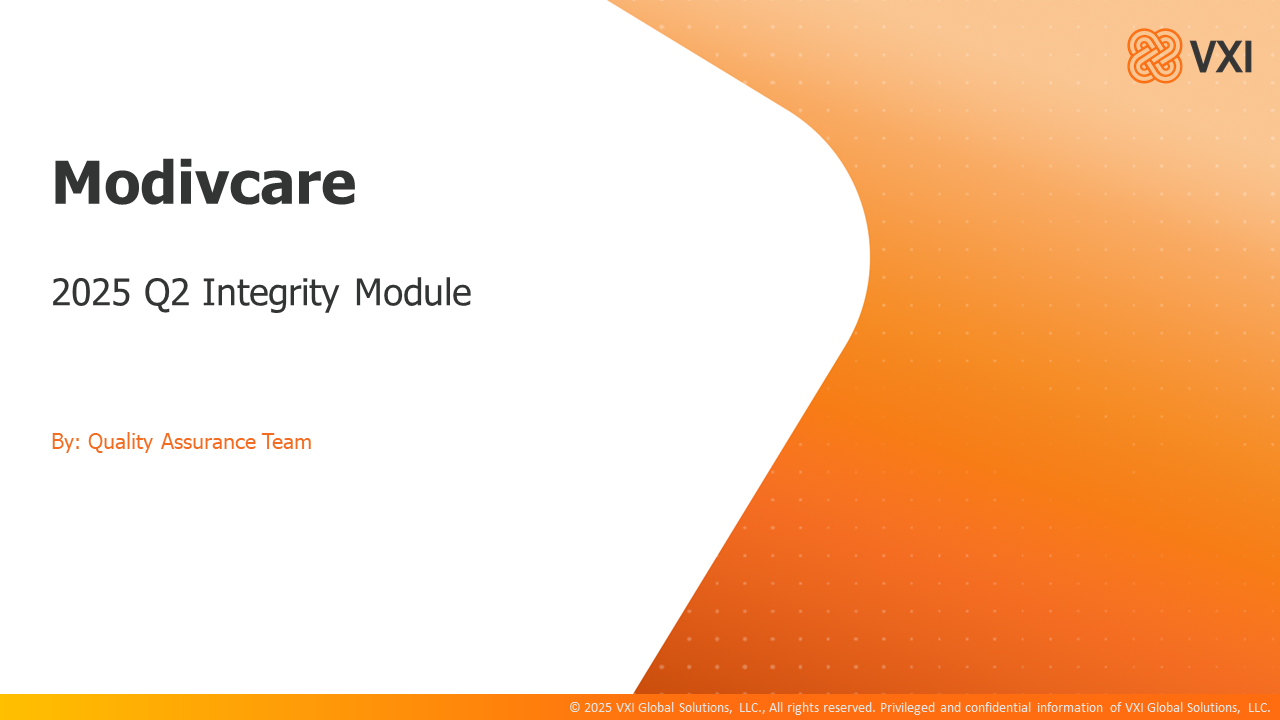 VXI Integrity Q2_QA_Modivcare (2025) Q2QA_IM34