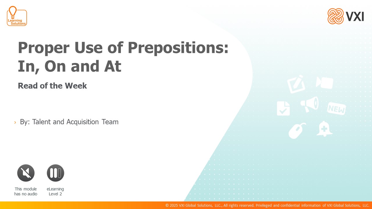 TA Read of the Week: Proper Use of Prepositions In, On and At  ROTW1.4