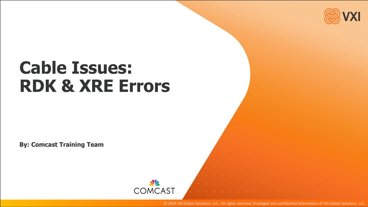 Comcast: Cable Issues - RDK and XRE Errors 2025_04_21_VXICIRXE