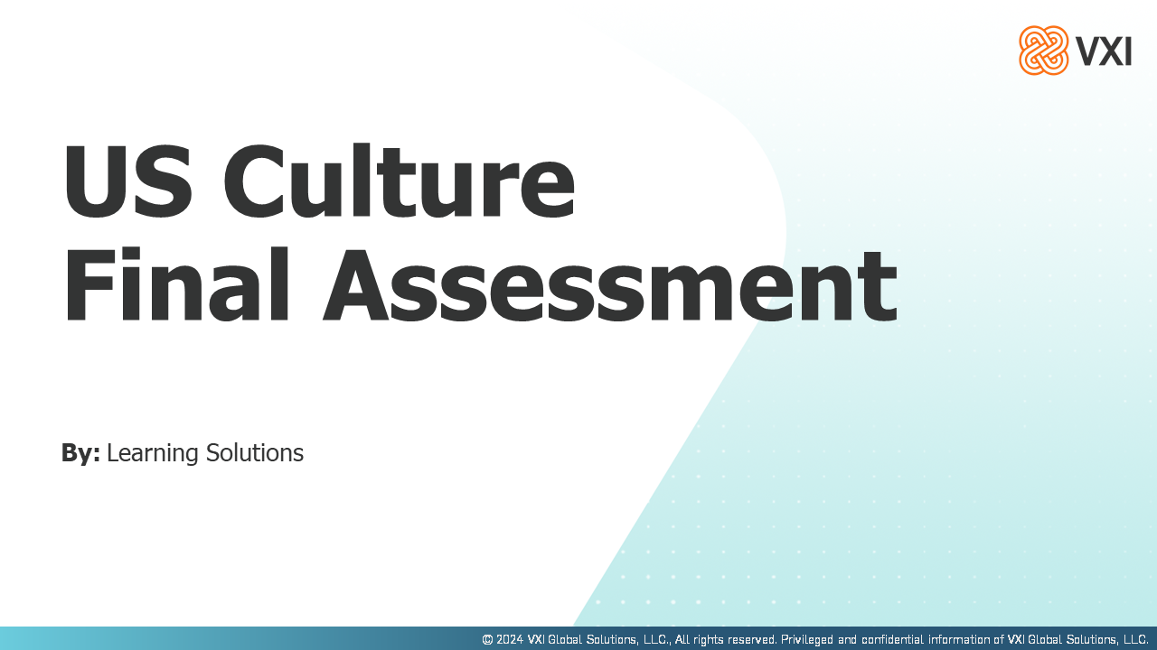 US Culture Final Assessment USCFA