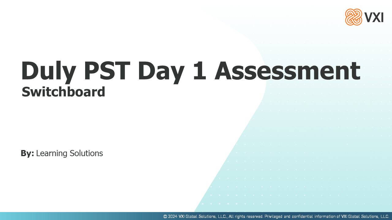PST Day 1 Assessment VXIDSPSTD1A